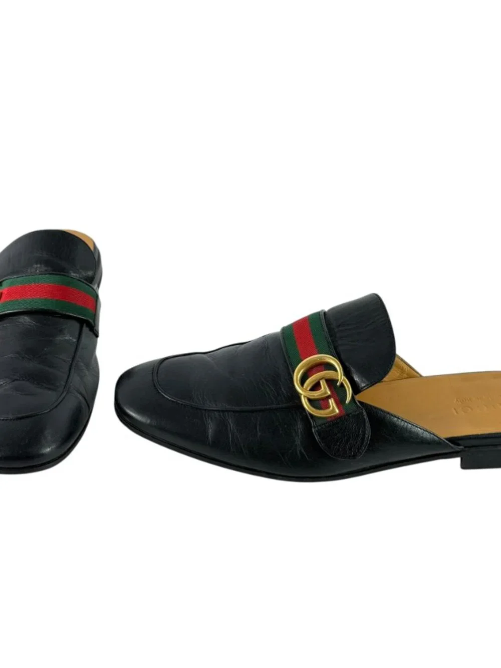 GUCCI Princetown Marmont Black Leather Men's Slides 9 - 9.5US Made in Italy